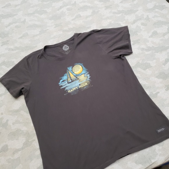 Life Is Good Top Womens 2XL Gray Classic Fit Short Sleeve Crusher Tee Sail Boat - Picture 2 of 10
